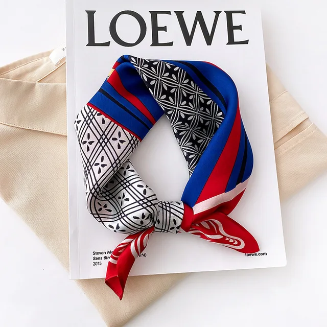 Scarf 100% Silk Bandana Women Square Scarves Wrap Kerchief Mulberry Spring Fashion Luxury High Quality Headband Hijab Shawls 17108-3