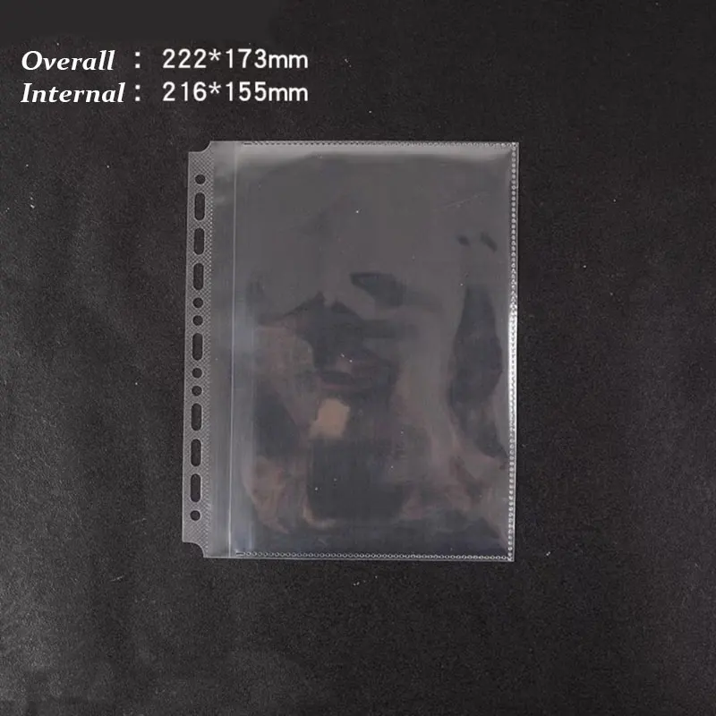 20PCS/Set A5 B5 Transparent File Holder 13/17Holes Plastic Punched Documents Sleeves Loose Leaf Sheet Protectors Bag Products