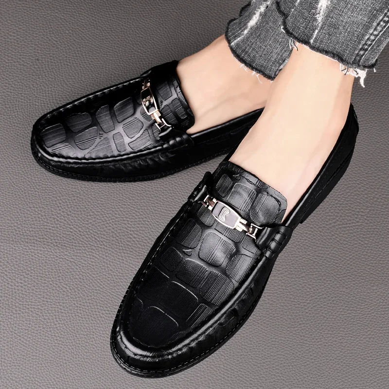 أحذية بدون كعب من الجلد الطبيعي للرجال ، أحذية كاجوال للرجال ، أحذية قيادة ذات علامة تجارية ، خف مريح للذكور ، كل مباراة ، جودة عالية