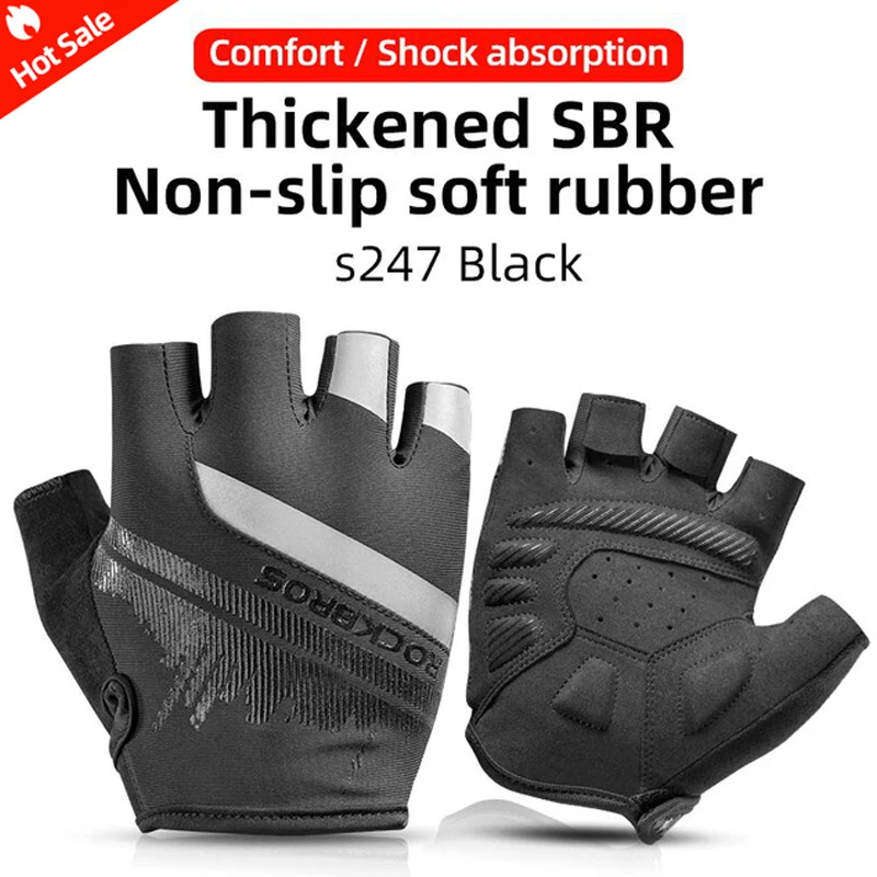 ROCKBROS Cycling Gloves Half Finger Shockproof Wear Resistant Breathable MTB Road Bicycle Gloves Men Women Sports Bike Equipment 2