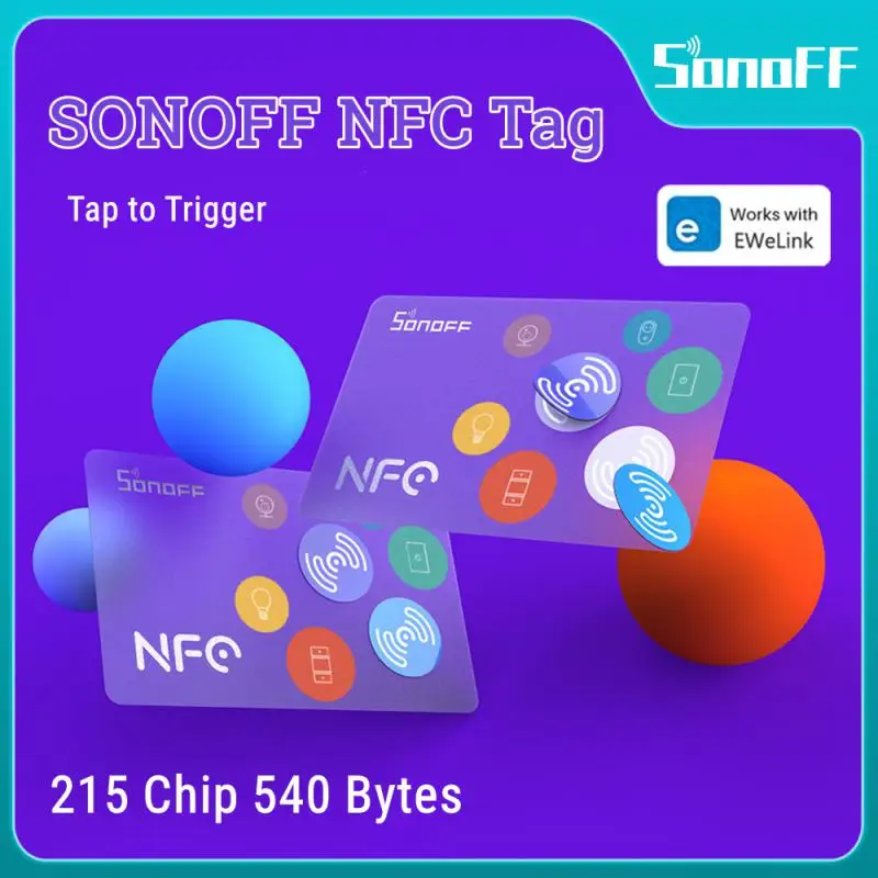 

SONOFF NFC Tag Smart Tags Automation Shortcuts 215 chip 540 bytes Tap to Trigger Smart Scene Compatible with NFC-enabled Phones