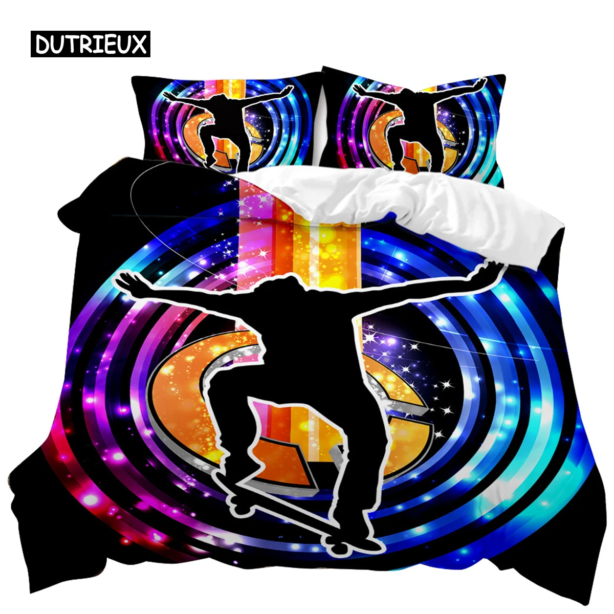 

Комплект постельного белья в стиле хип-хоп, пододеяльник для скейтборда с разноцветными радужными красками, в стиле хиппи, абстрактные граффити, из полиэстера