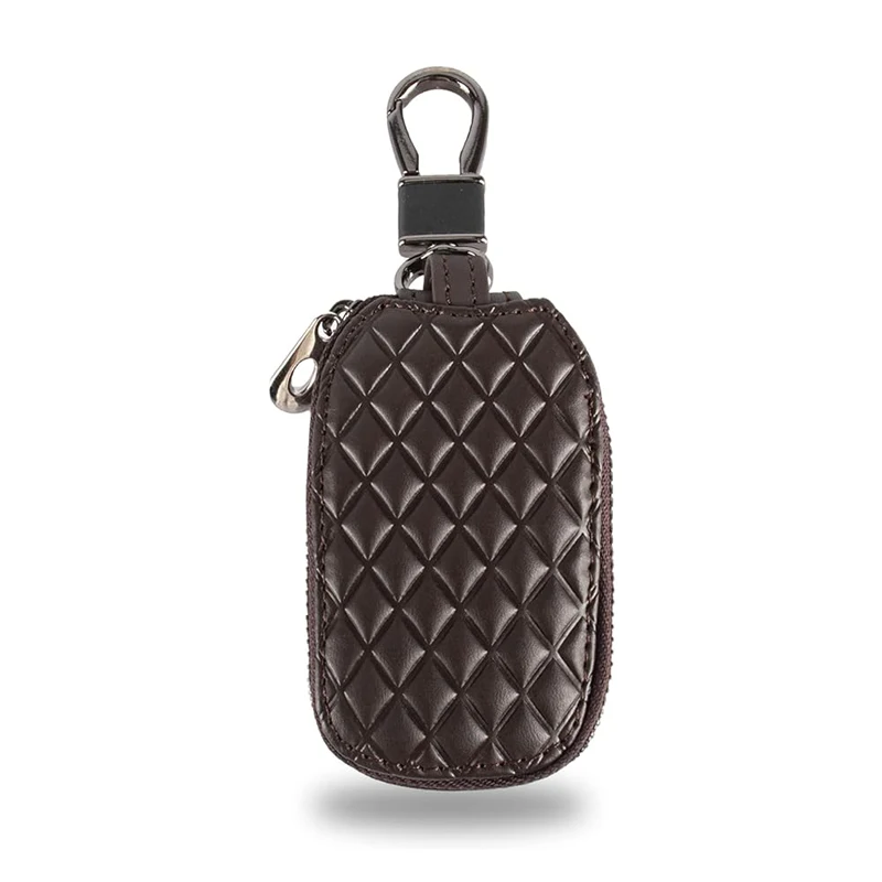 

Автомобильный брелок, искусственная кожа, держатель для автомобиля, металлический крючок и брелок, сумка на молнии для дистанционного ключа-кофе в клетку