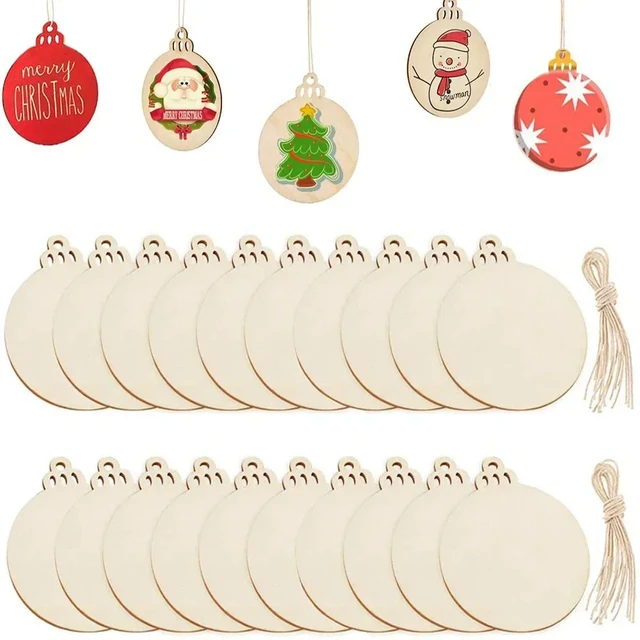 Wooden DIY Christmas Ornaments Hanging Decorations Wood Slices For