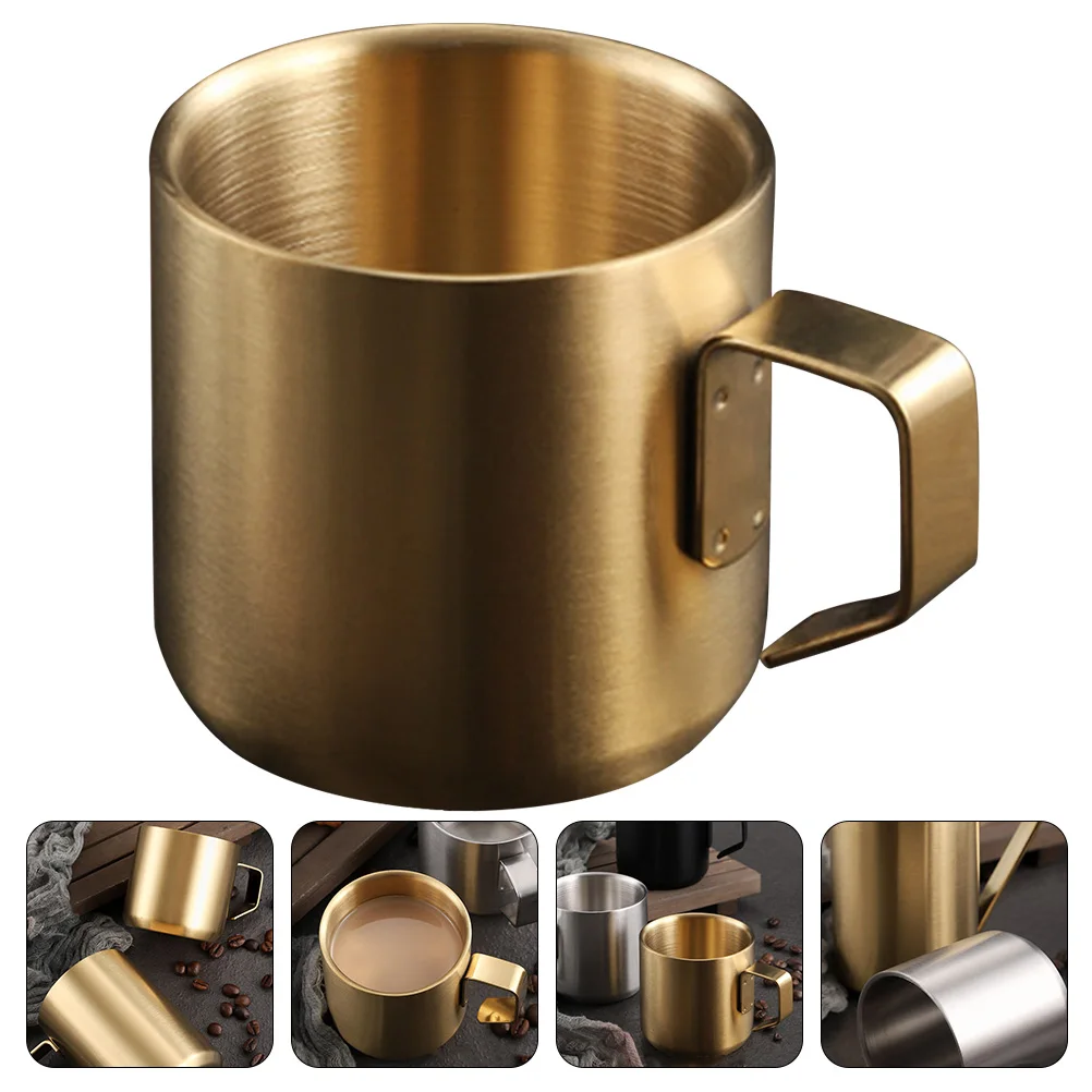 1pc Stainless Steel Coffee Mug Metal Coffee Cup Mug Large Capacity Cereal Breakfast Espresso Cup Espresso