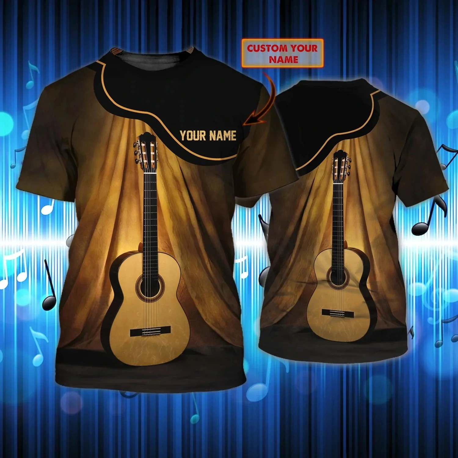 Neueste Sommer Mode männer T-shirt Gitarre Personalisierte Name 3D Gedruckt t-shirt Unisex Casual T-shirt Gitarre Liebhaber Hemd DW134 – Detail 40