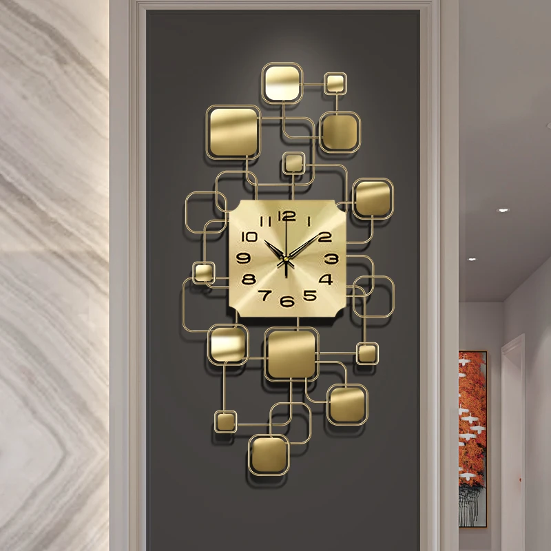 Large Living Room Wall Clock Electronic Gold Creative Kitchen Wall