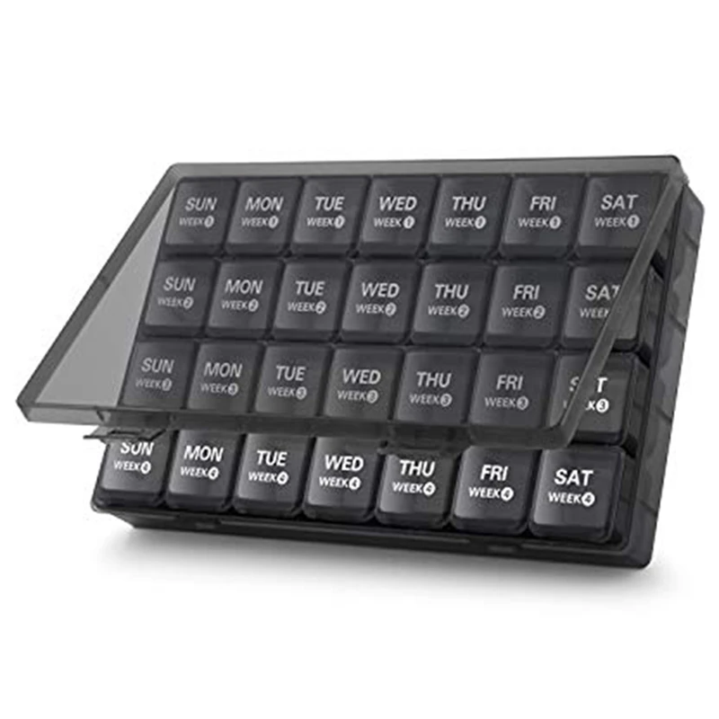 

Monthly Pill Organizer 28 Day Pill Box Organizerd By Week, With Dust-Proof Container