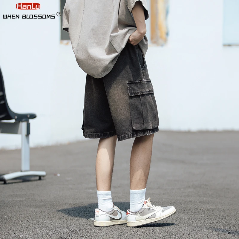 Men Jeans Denim Shorts Summer Jeans Shorts Men's Cargo Jean Shorts Knee Length