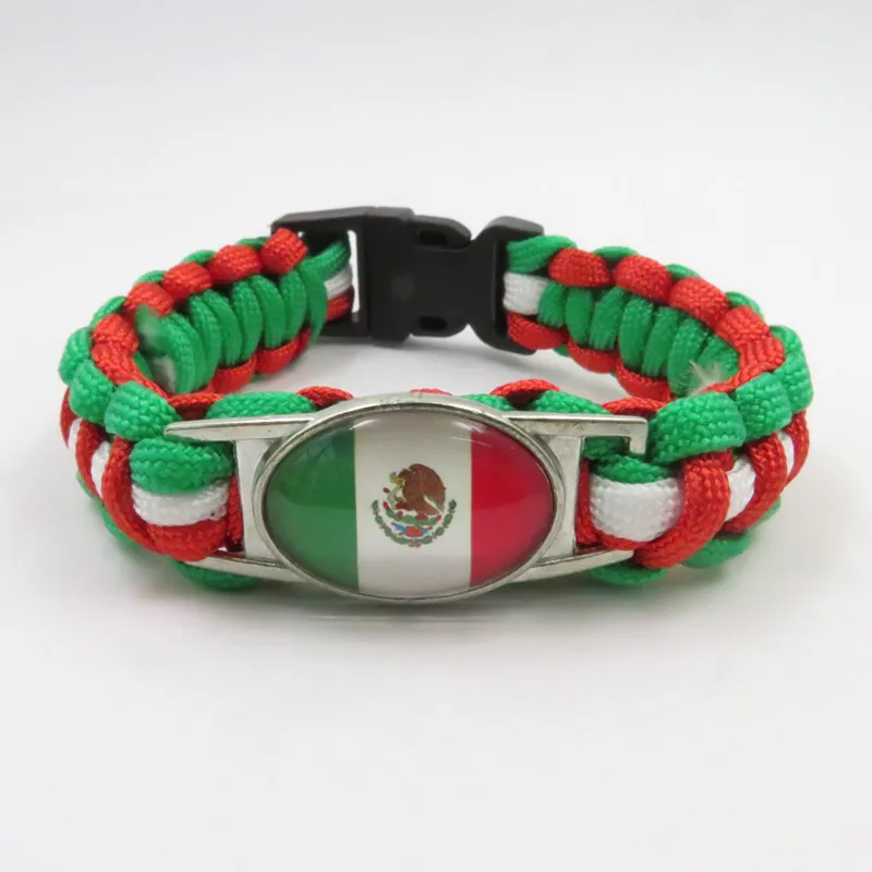 Mexico National Flag Bracelet Fashion Mexico Women And Men Paracord Wrap Bangles Jewelry Friendship Loves Gifts
