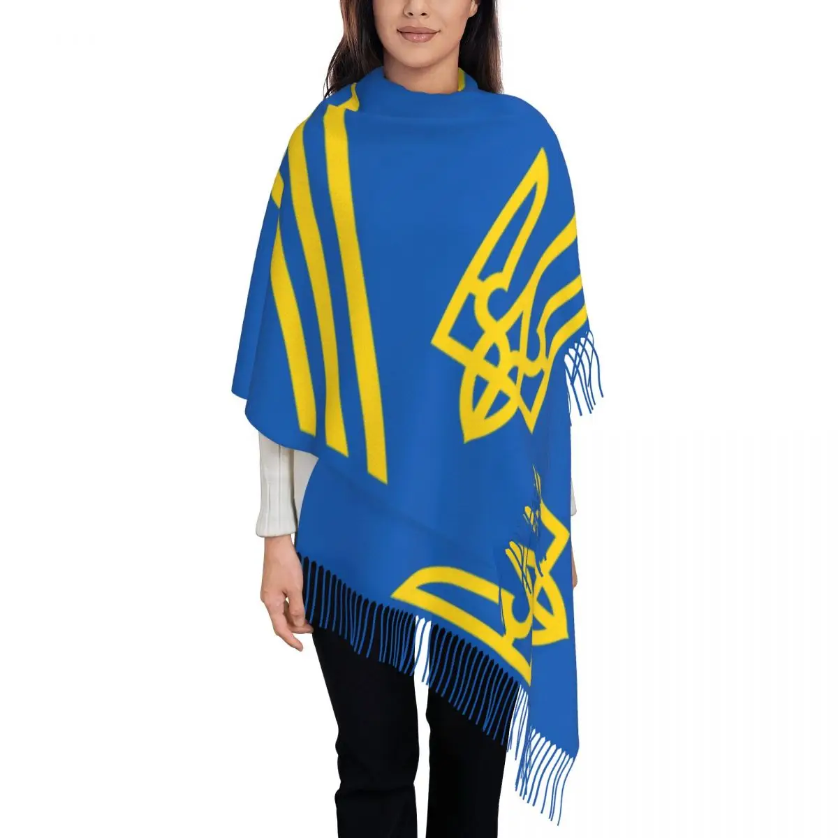 

Custom Printed Ukraine Stripes Scarf Women Men Winter Warm Scarves Ukrainian Flag Shawls Wraps