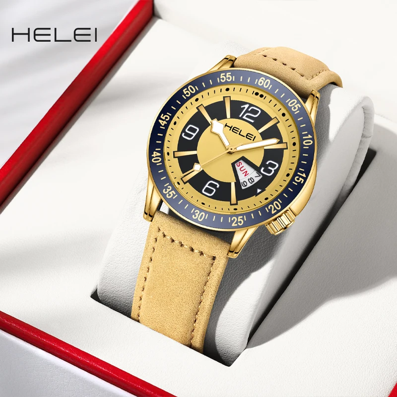 HELEI2024 new business light luxury hot models helmsman series  quartz men's quartz watch men's waterproof wristwa