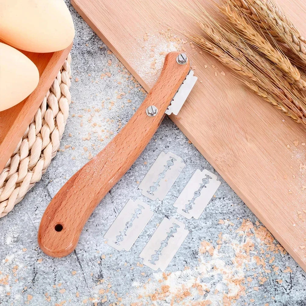 Bread Cutter Lame Wooden Handle Slashing Dough Scoring Knife with Replaceable Blades For Making Kitchen Tools baking tool baking accessories bread cutter