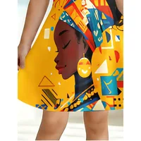 Robe T-shirt imprimée style africain pour fille, robe décontractée jaune de style ethnique pour enfant, idéale pour un cadeau d'anniversaire, ensemble décontracté 6