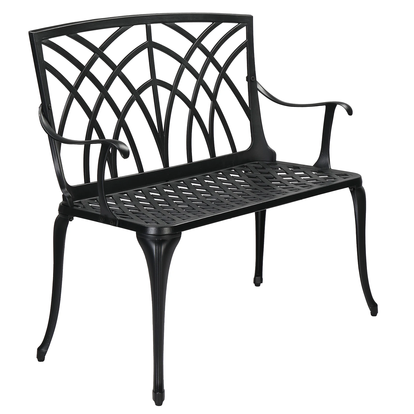 

38" Garden Chair Outdoor Orchid Back Aluminum Bench Black