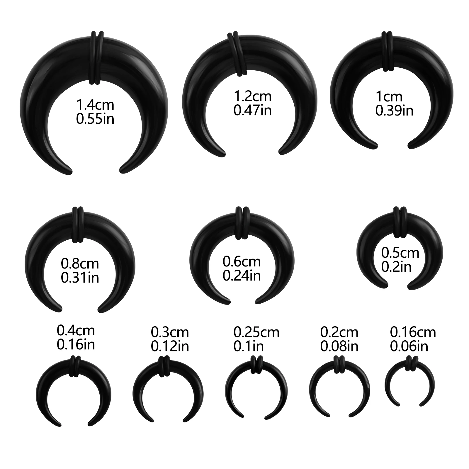Acrylic Buffalo Horn Earrings Ear Plugs Tunnels Taper Ear Expender Stretcher O-Rings Black Punk Piercing Jewelry 1Pair