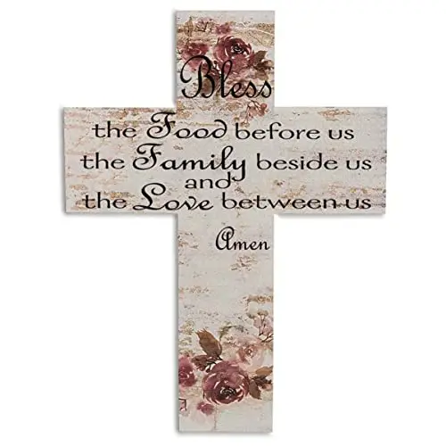 

Bless The Food Before Us Farmhouse Wall Door Hanging Decor Signs Living Room Kitchen Decor Signs Above Cabinets Cross
