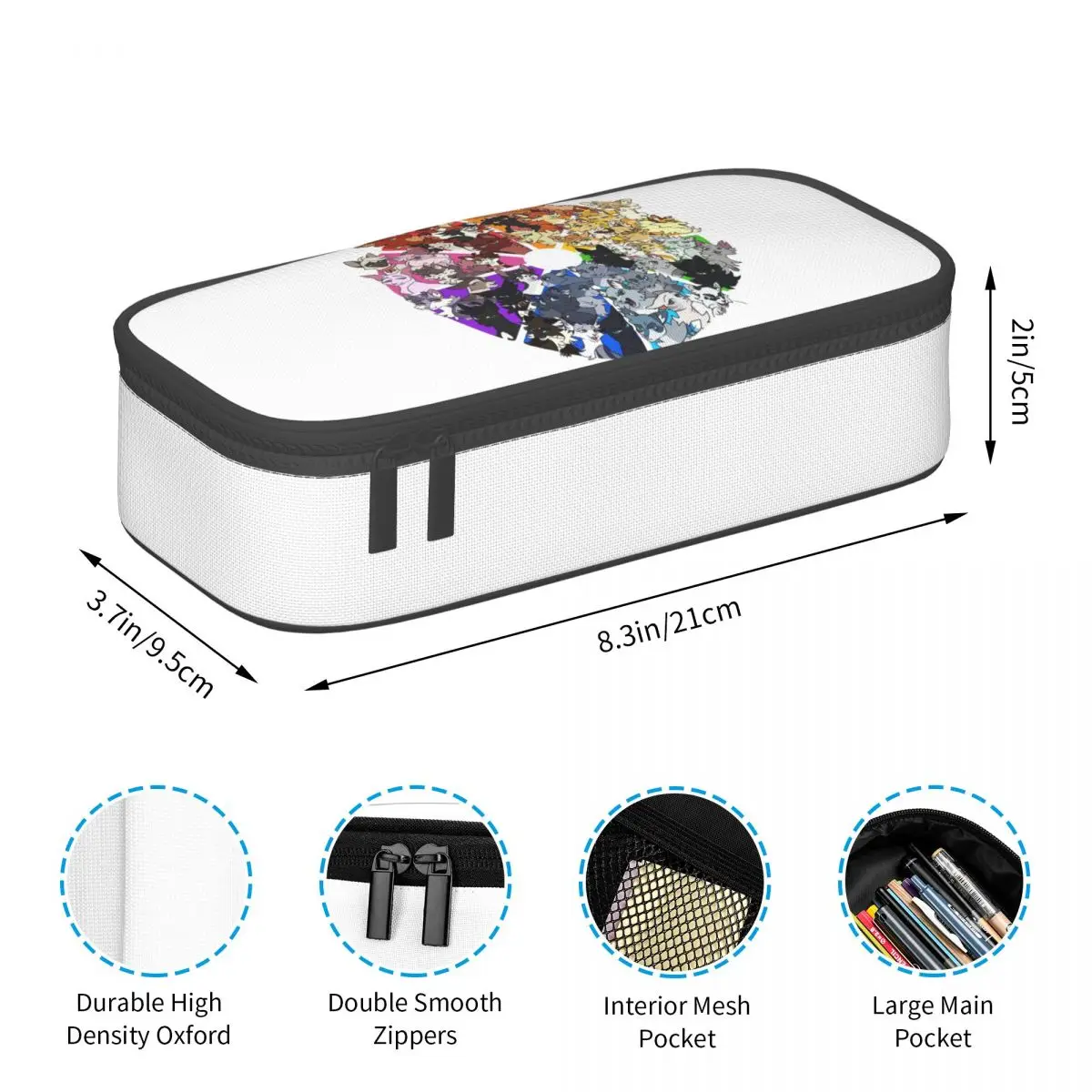 Warrior Cats Color Wheel Pencil Cases Large Storage Pen Bags Pen Box Pencil Pouch For Boys Girls Students Stationery School