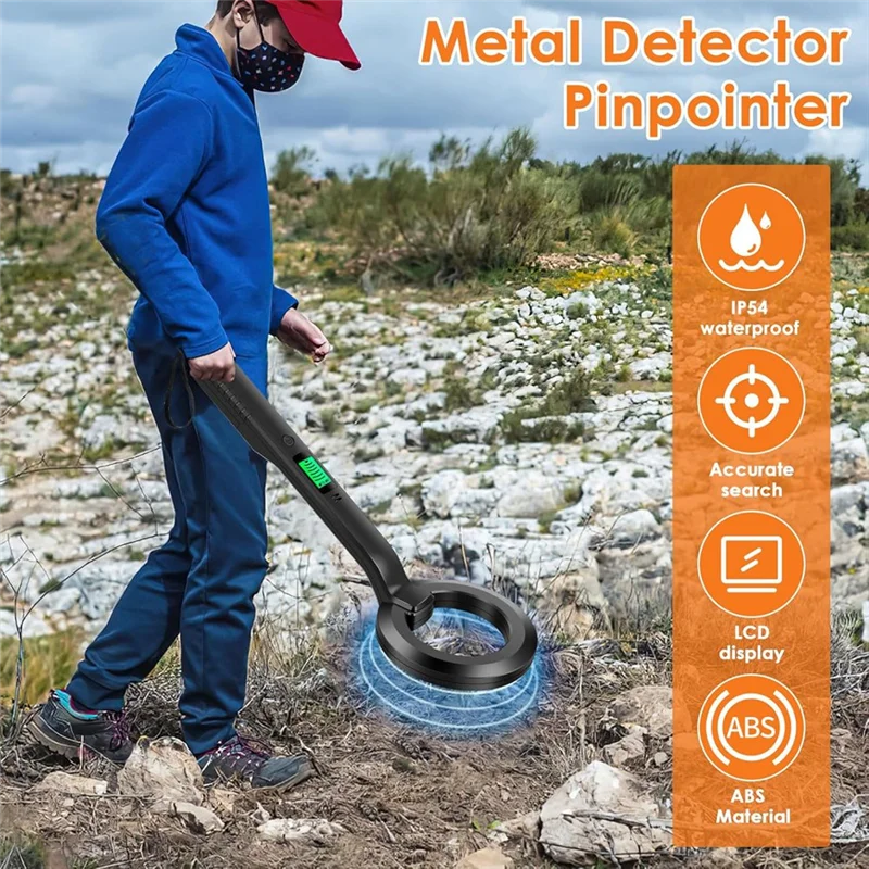 ABFN-Metal Detector, Detector With Audible & Alerts 360° Scanning Handheld Metal Detector Treasure Finder For Metal Object