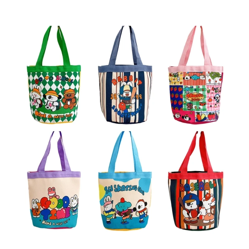 

Canvas Bucket Bag Bucket Tote Bag Women Handbag Purse Small Clutch Purse Catoon Lunch Bag for Girl Dating Work