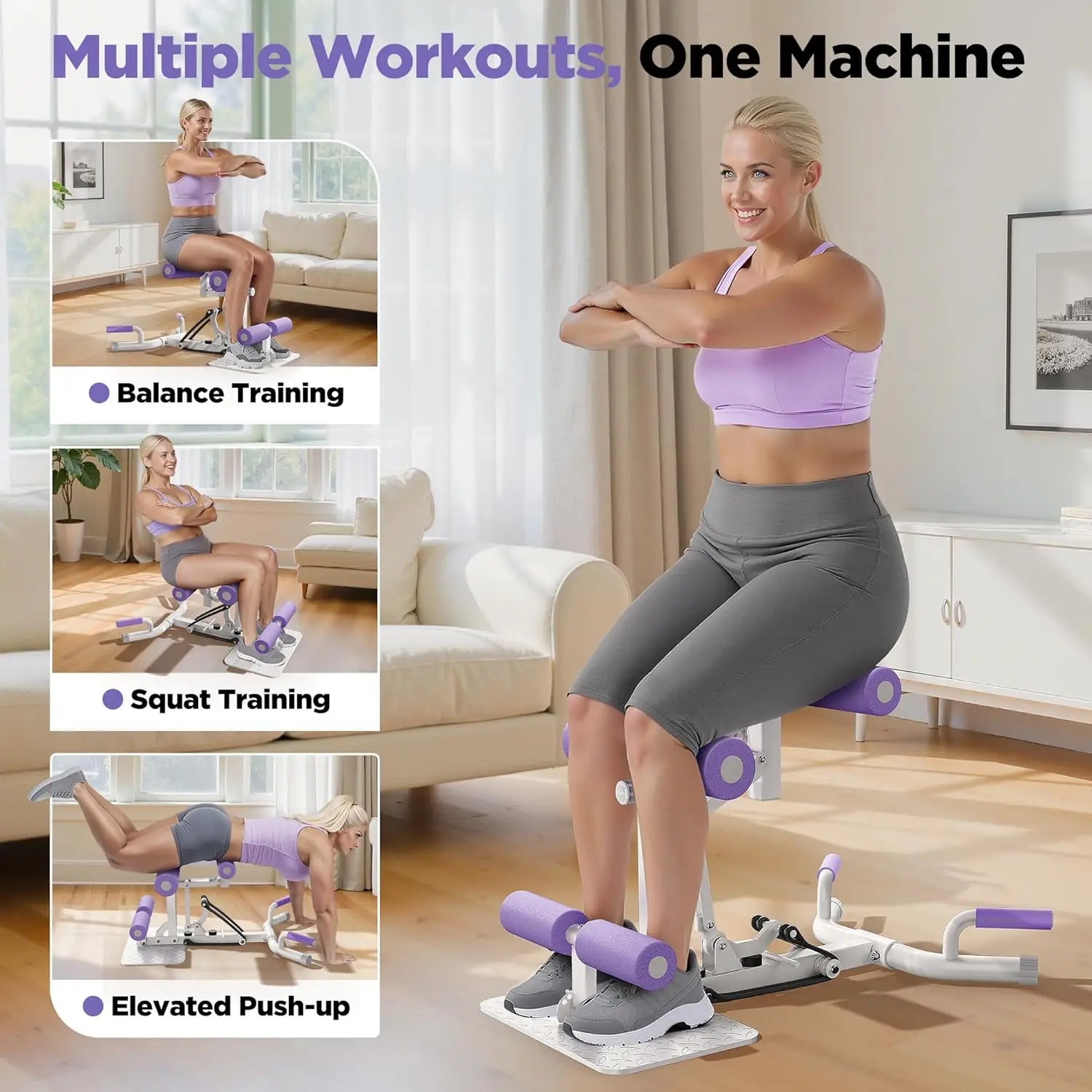 FEIERDUN Adjustable Deep Squat Machine-7 Level Resistance Glute&Leg Trainer Home,Multi-Functional Equipment For Women_voghion.com
