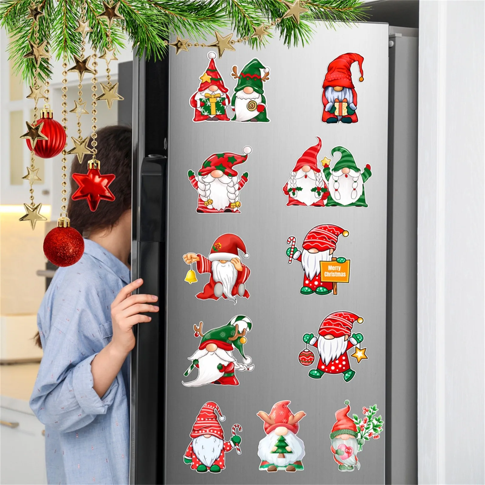 

Christmas Car Refrigerator Decorations Reflective Santa Deer Magnets Ornaments Xmas New Year Holiday Home Decor декор для дома