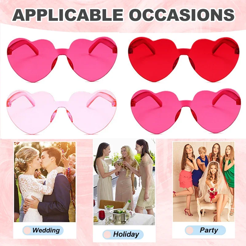 Women's Heart Sunglasses Wholesale 12-100PCS Wedding Bachelorette Bridesmaid Beach Party Multi-Color Photo Props Gifts 2