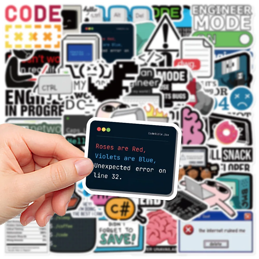 10/50PCS Funny Programming Meme Stickers Java JS Php Docker Html Cloud Language Decals Computer Laptop 404 Network Error Sticker 3