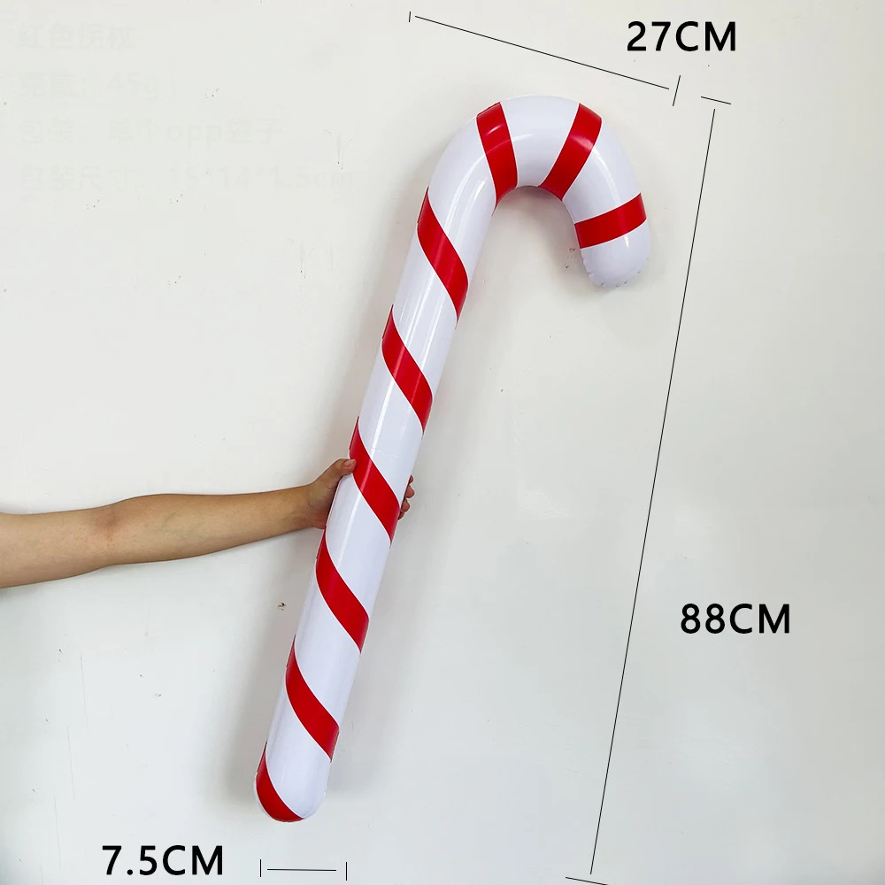 thumbnail image 1 of Bastones de caramelo gigantes de PVC para decoración navideña, adornos navideños para el hogar, suministros para árboles de Navidad, bastones de caramelo inflables para interiores, 1 unidad, 1 of 5