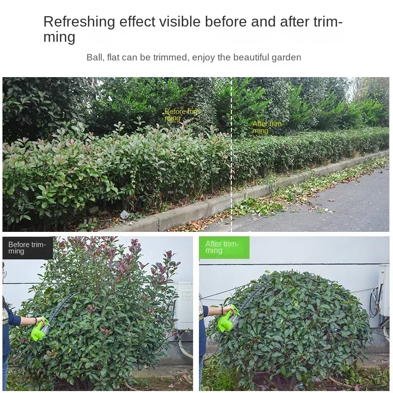 Durable Brushless Hedge Trimmer with Lithium Battery and Curved Blade for Tea Tree Pruning 4