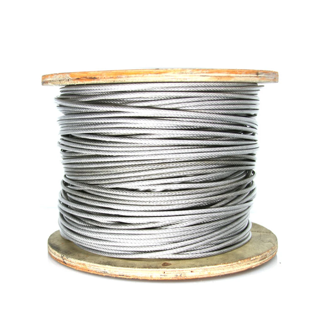 304 Stainless Steel Covered Rubber Wire Rope Clothes Drying Rope Soft Plastic Coated Steel Wire