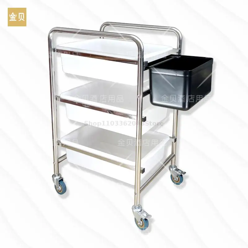 Restaurant Ktv Barbecue Small Stainless Steel Plastic Food Truck Bowl Removal Food Truck Five Bucket Cart Cart