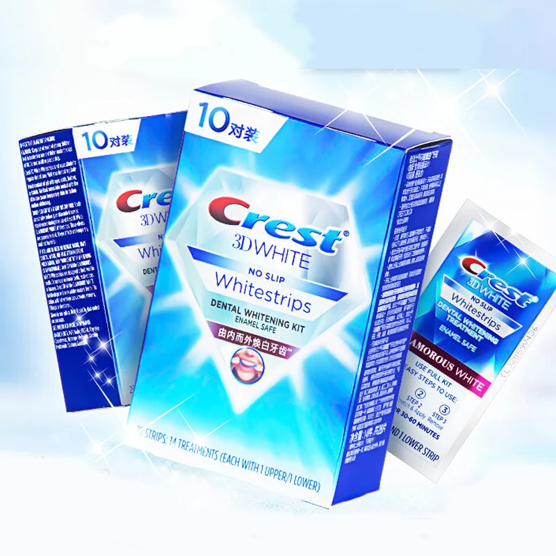 

Crest 3D, Нескользящие белые полоски, Гламурный белый профессиональный набор для отбеливания зубов, бриллиантовые 20 полосок