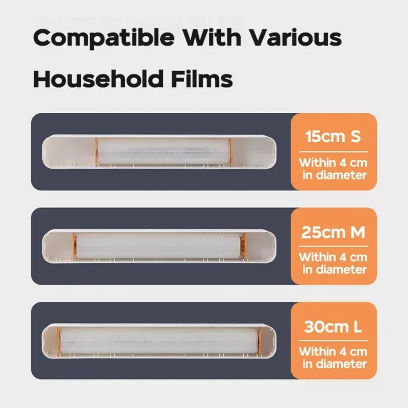 New Food Film Dispenser Magnetic Wrap Dispenser With Cutter Storage Box Aluminum Foil Stretch Film Cutter Kitchen Accessories ﻿