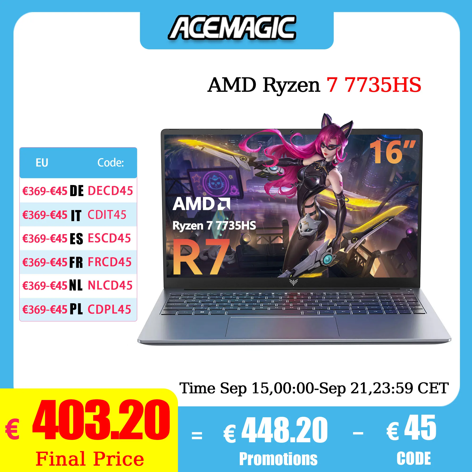 ACEMAGIC ‎RX16 AMD Ryzen 7 7735HS 16