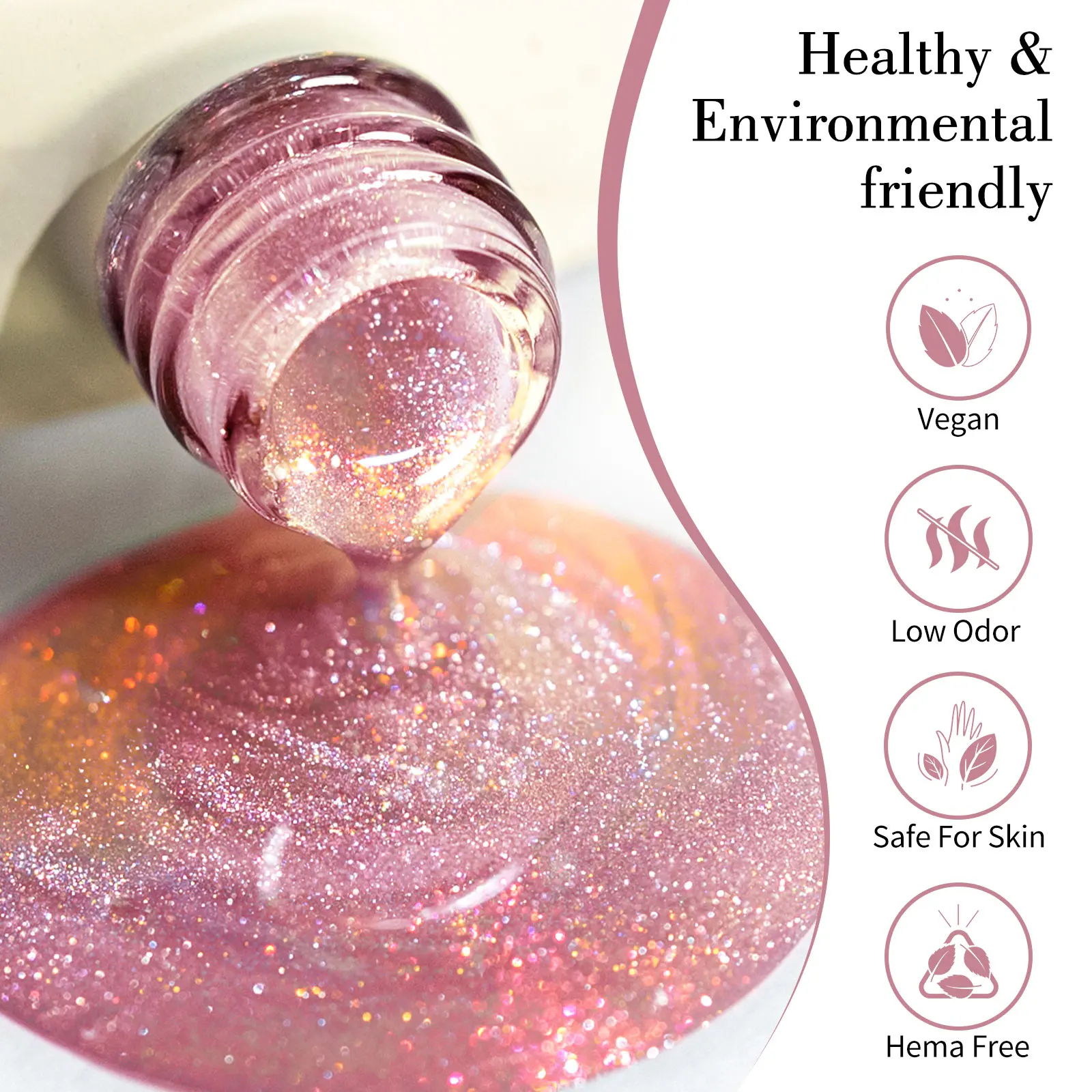 CANNI Super Glossy Glitter Cat Eye Nail Gel Polish - Hema Free Diamond Top Coat, Semi-Permanent UV LED Varnish
