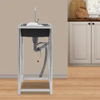 Stainless Steel Sink with Faucet Free Standing Utility Sink Single Bowl Sink Capacity 50kg for Homes Restaurants Laundry Rooms