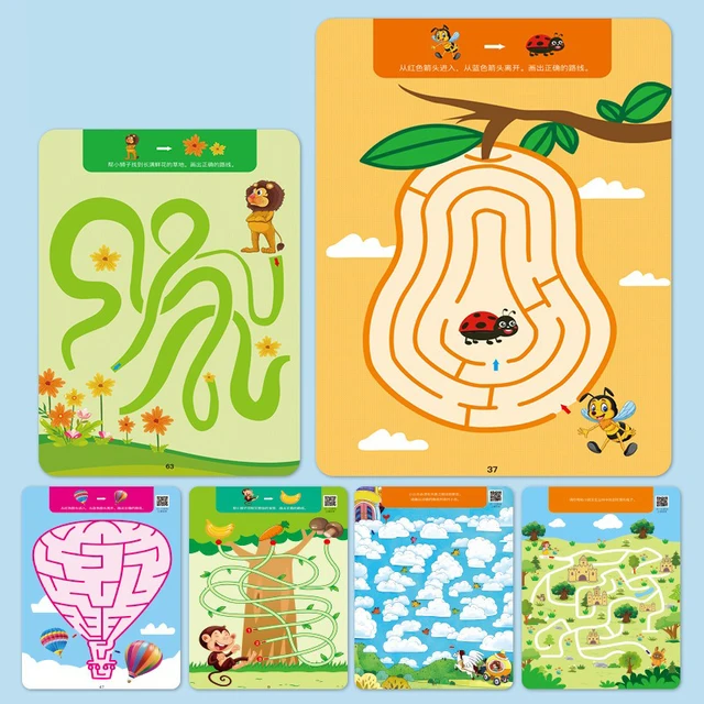 Cahier d'entraînement réutilisable pour enfants, contrôle du stylo, cahier de travail de lutte, cartes Montessori magiques, livre éducatif pour enfants, liberté 64 2