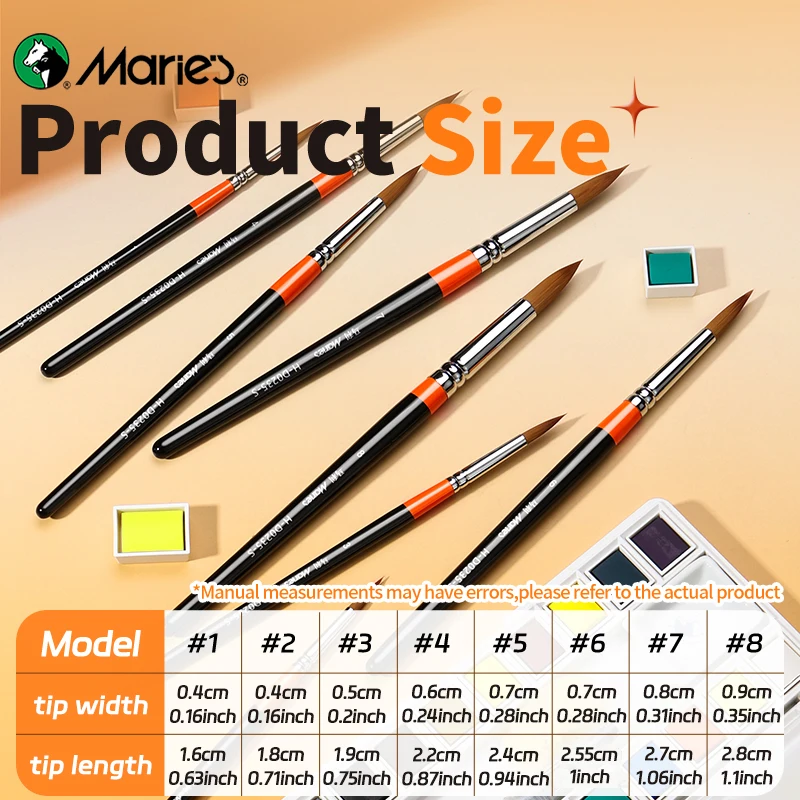 Marie's Round Paintbrushes for Acrylic,12 Sizes with Nylon Hair Paint Brushes for Acrylic,Oil,Tempera,Canvas for Adults 6
