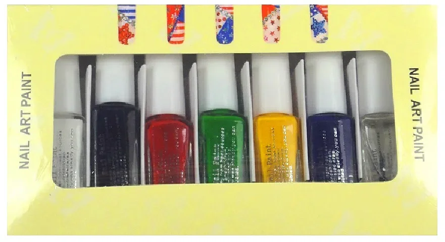 

7pcs/set Nail Printing Oil Colored Nail Polish Colorful Printing Special Square Bottle Quick-drying Art Varnish Nail Decoration