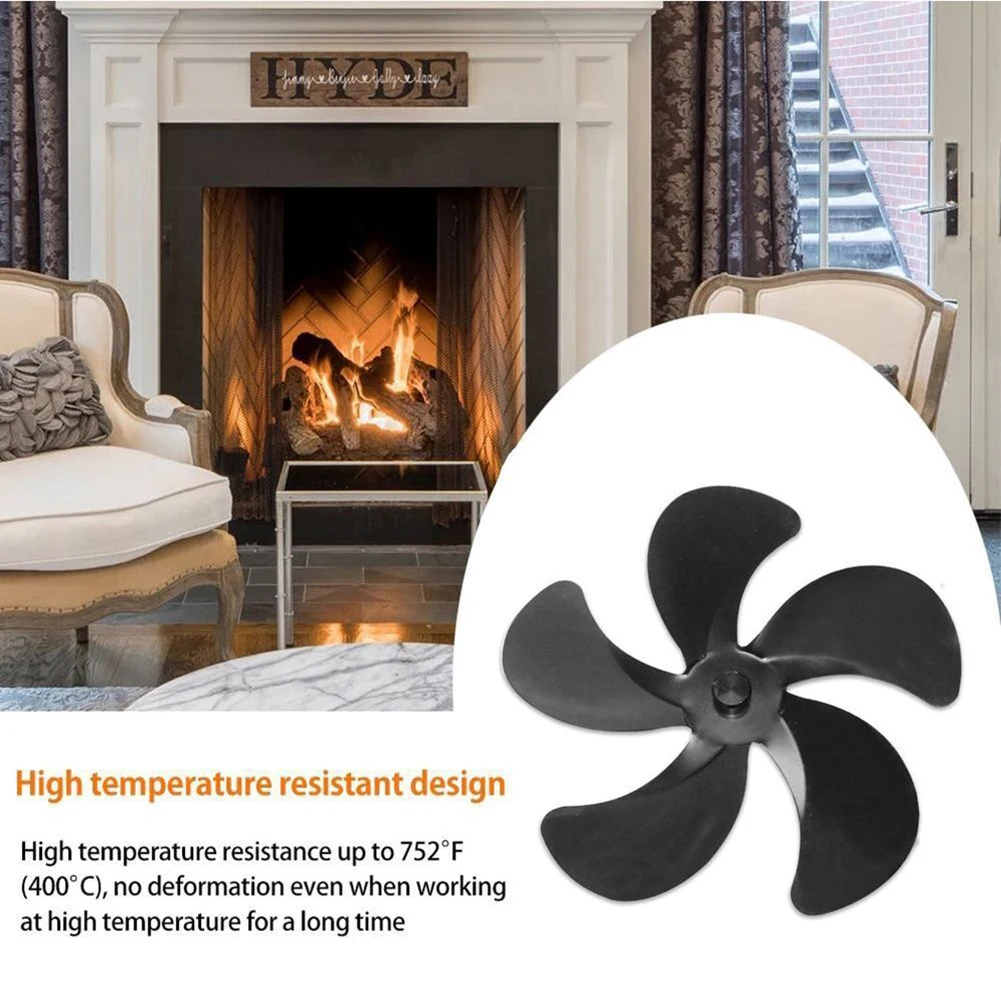 

1pcs Heater Stove Fan Blades With 5 Blades Aluminum Alloy Electric Fireplace Fan Fireplace Fan Accessories Home Supplies