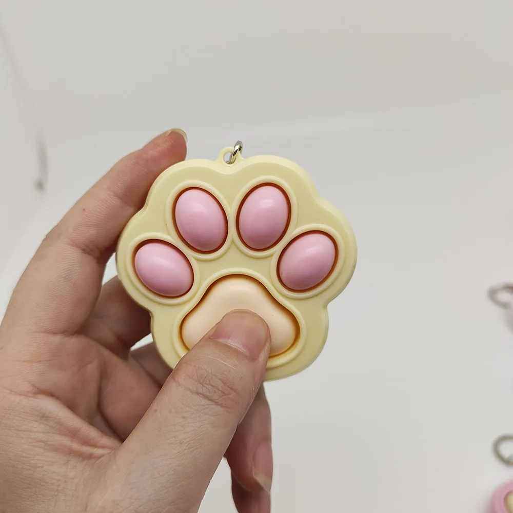 Fidget Toy Cartoon Kawaii Cat Claw Button Decompression Key Ring Pendant Couple Car Bag