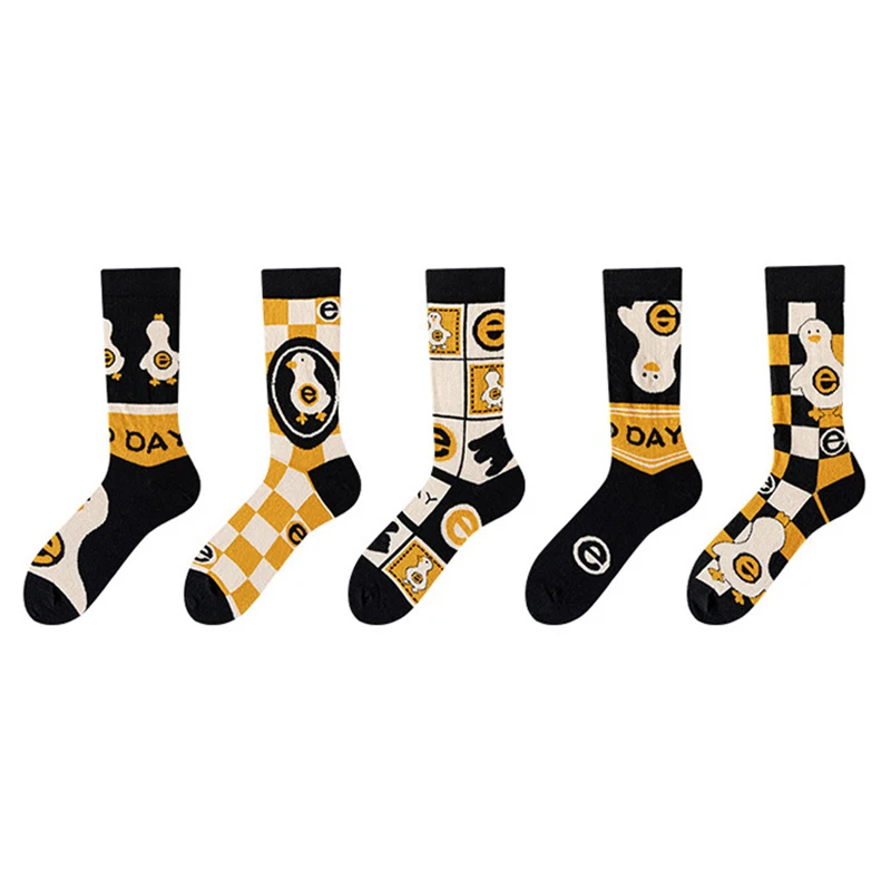 

Fashion Asymmetric Cotton Socks Women Men AB Duck Socks Unisex Long Funny Socks Ankle Dress Calcetines Medias