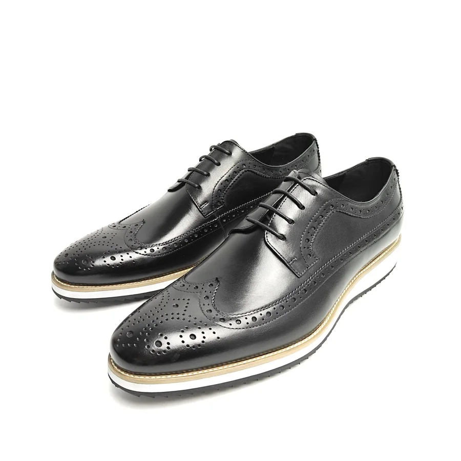 Fashion Brogue Shoe Genuine Cowhide Leather Oxford Style Sneakers Business Leisure Handcraft Dress Shoe