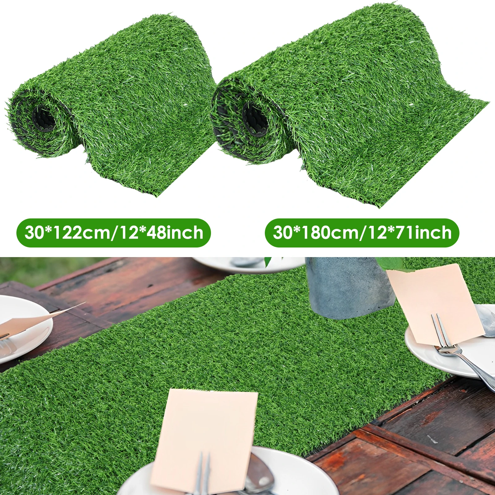 Green Artificial Grass Table Runner Soft Faux Cloth DIY Decoration