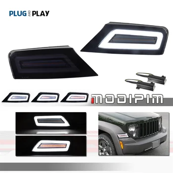 Sequential Blinker Amber LED Car Front Corner Turn Signal Lights White DRL Driving/Parking Lights For Jeep Liberty 2008-2012 12V 1