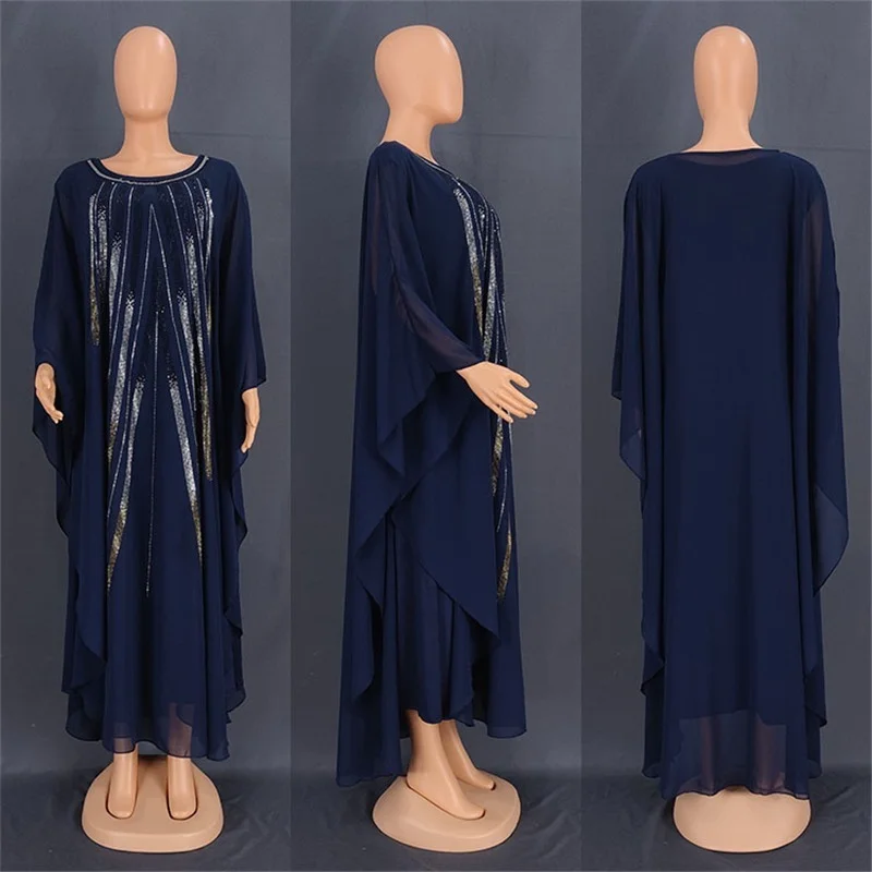 African Dresses For Women Summer Elegant Dashiki Diamonds Long Maxi Dress Muslim Abaya Dubai Ladies Traditional Africa Clothing 180cm gold silk tassel waistband belt women muslim decorated waist rope ladies sash for abaya dress fashion accessories dubai