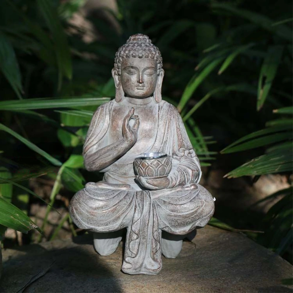 Yeomoo Statuetta di Buddha da meditazione, decorazione da giardino per  esterni – Zen Buddha, grande con lampada solare, sfera di vetro, statuette  regalo per mamma/donne, decorazione giapponese per : : Giardino e