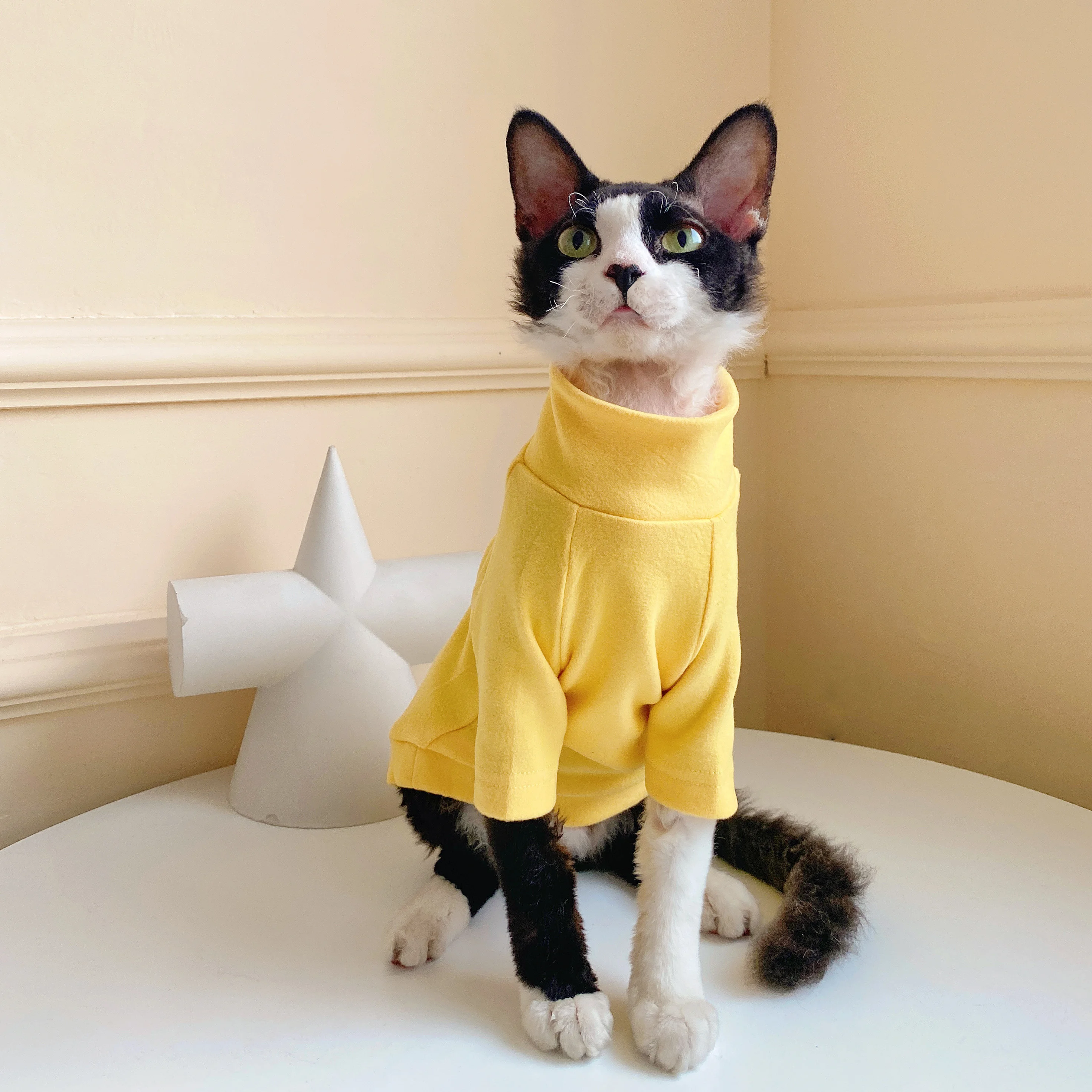 고양이 의류 겨울 플리스 코트, 스핑크스 고양이 따뜻한 맨투맨, 고양이 데본 렉스용 편안한 소프트 라운지웨어