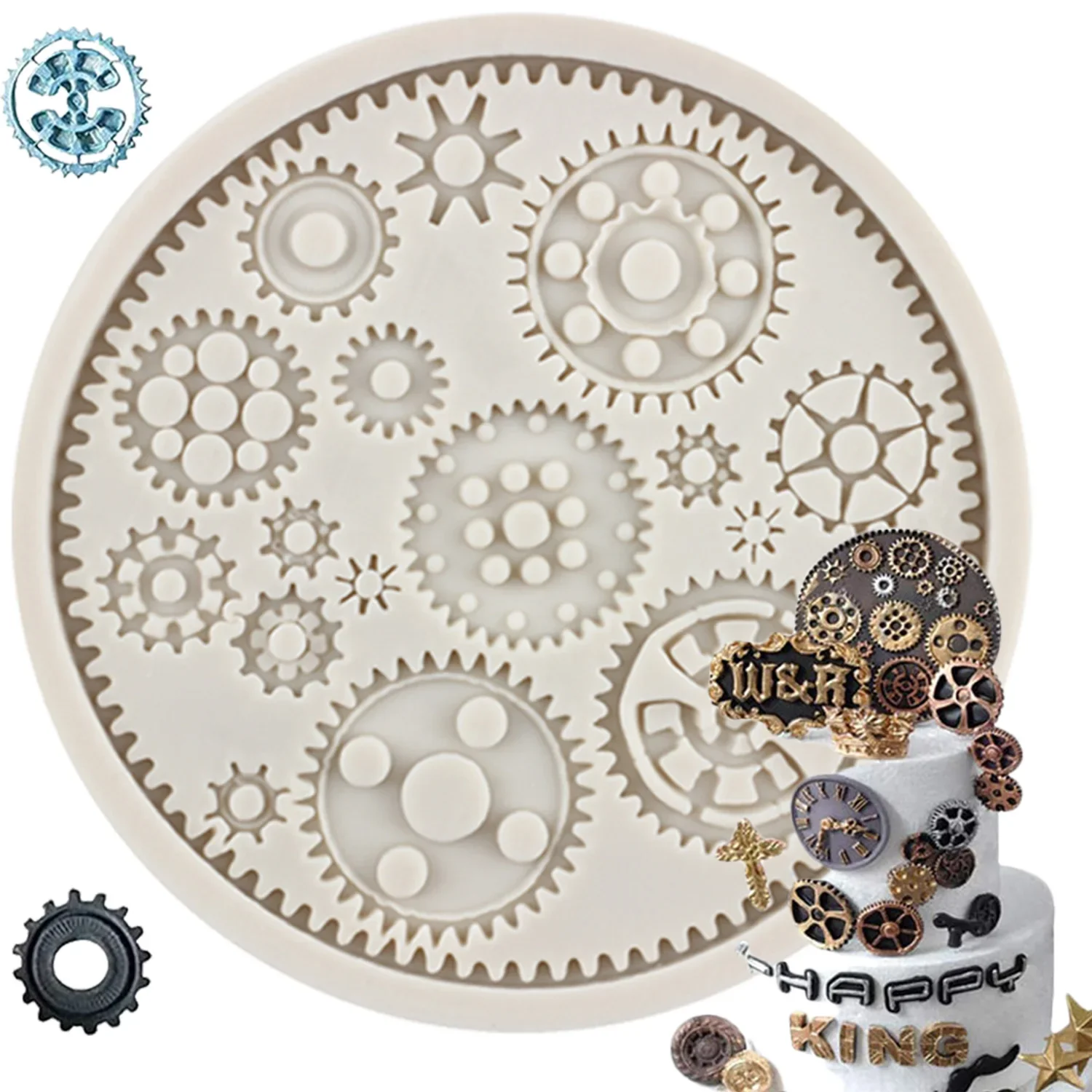 

Steampunk Gears Silicone Molds Cupcake Fondant Cake Decorating Tools Cookie Baking Polymer Clay Candy Chocolate Gumpaste Mould